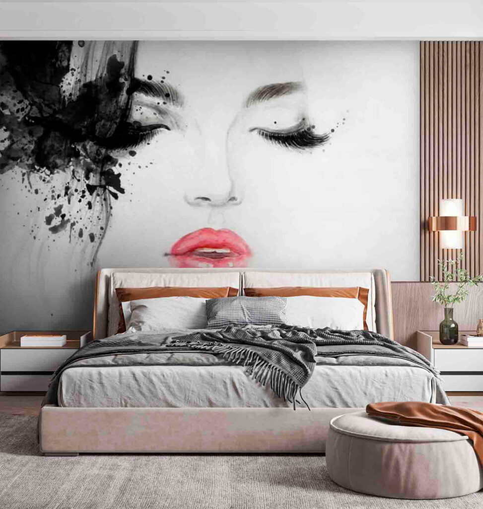 Roze lippen naast inktbloem — interieur 1