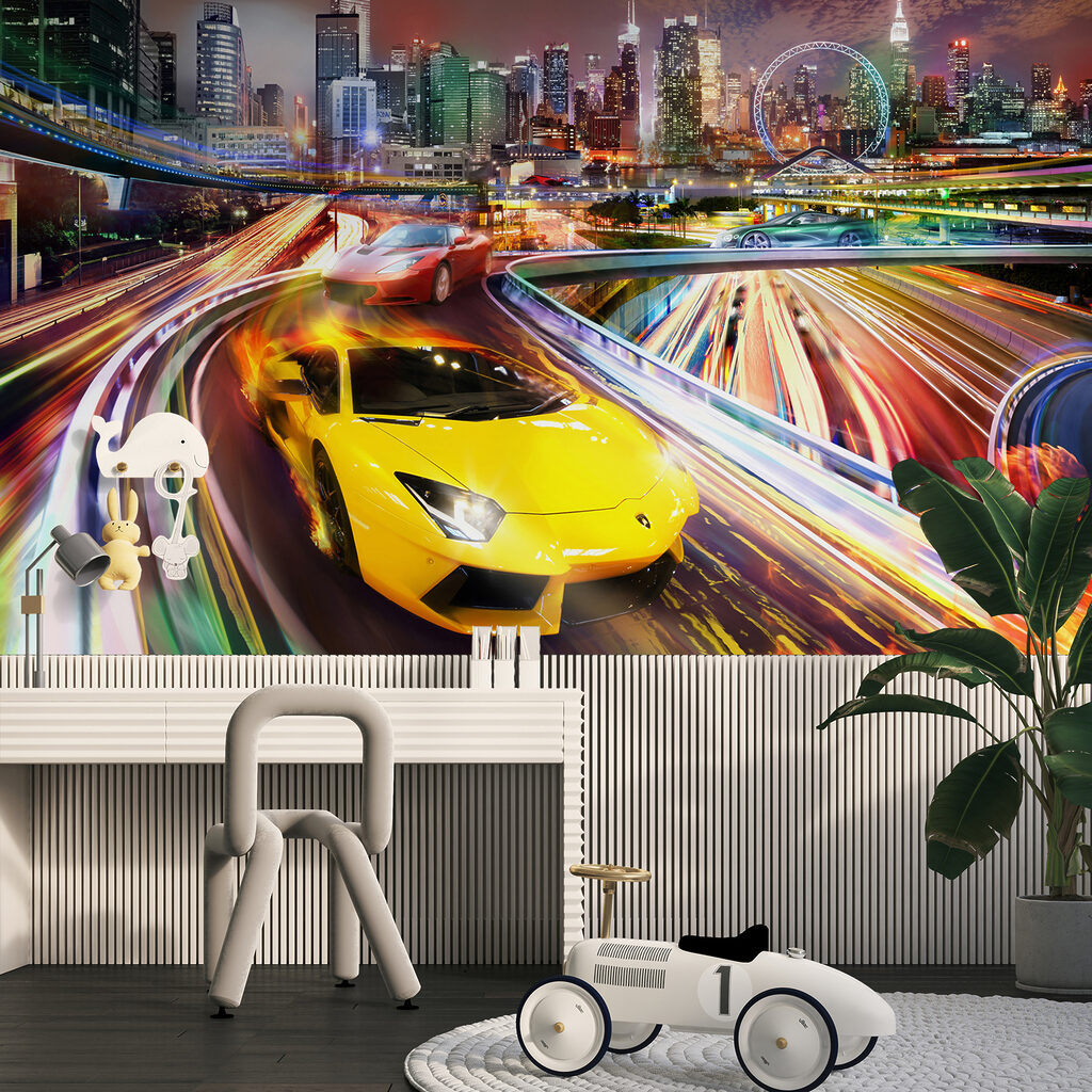 Een sportwagen door kleursporen — interieur 6