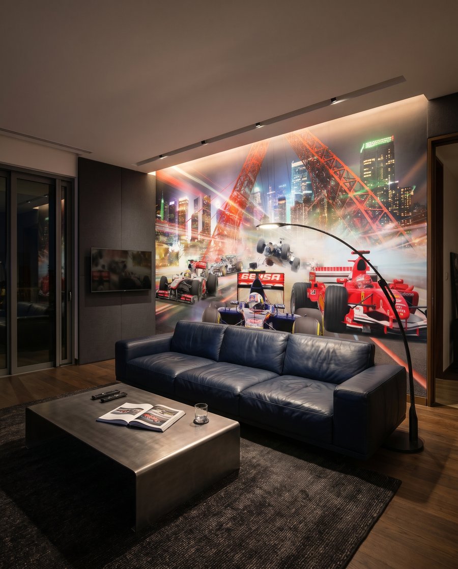 Samen op het nachtcircuit in een interieur