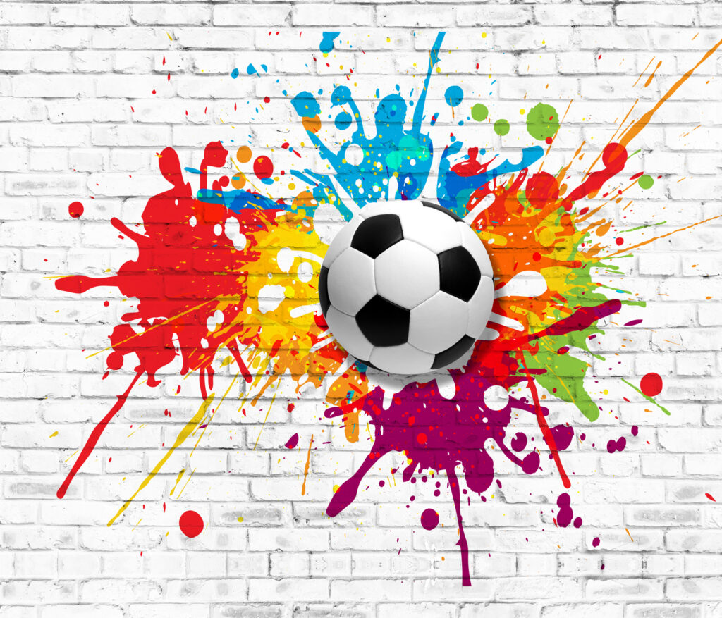Kleurrijke voetbalkunst in actie! — volledig ontwerp