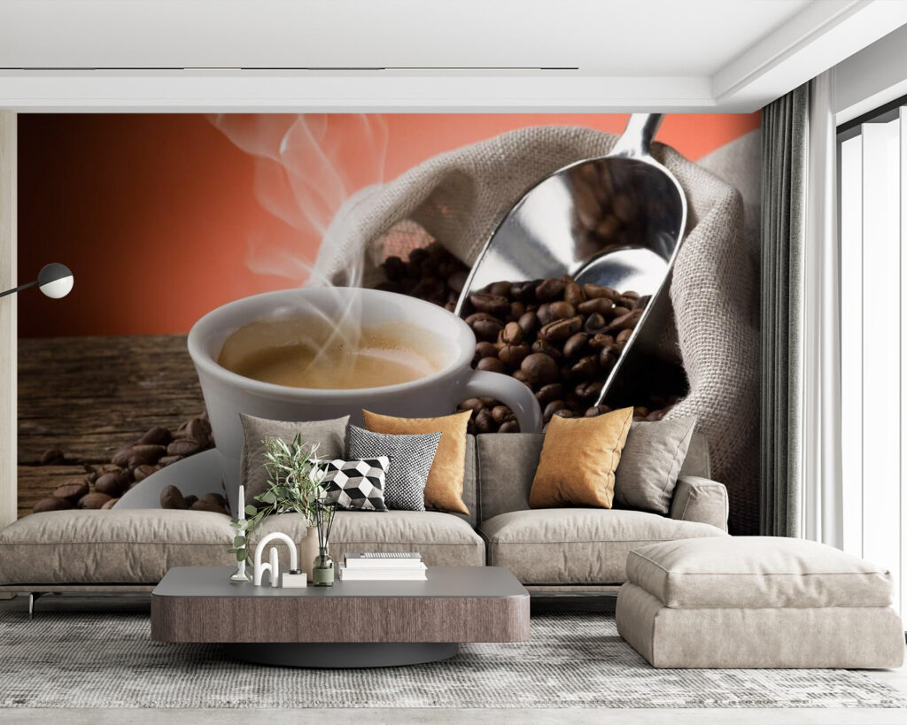 Dampende koffie tussen bonen — interieur 1