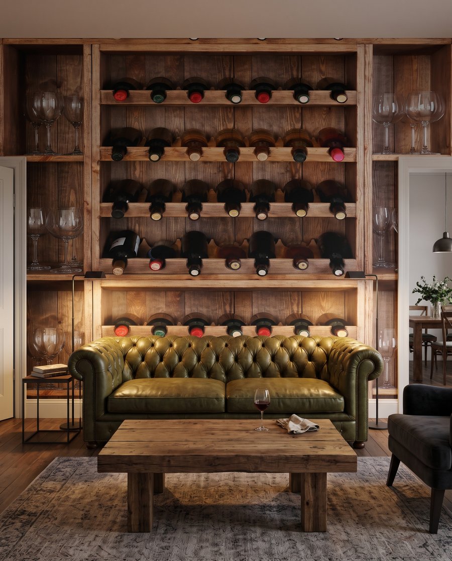 Wijn voor later in een interieur