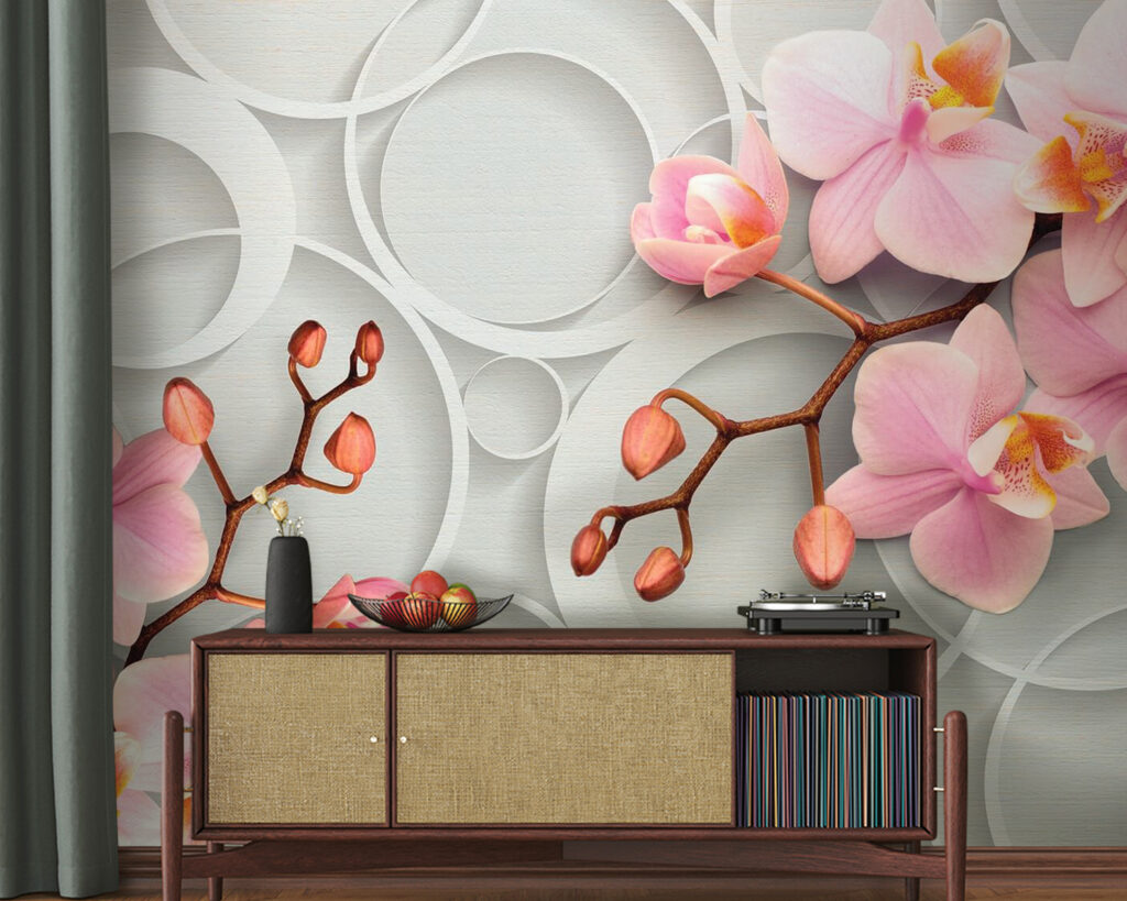 Roze orchidee tussen cirkels — interieur 3