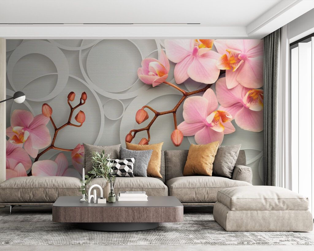 Roze orchidee tussen cirkels — interieur 1