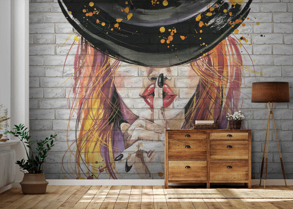 Vinger voor geschilderde lippen — interieur 4