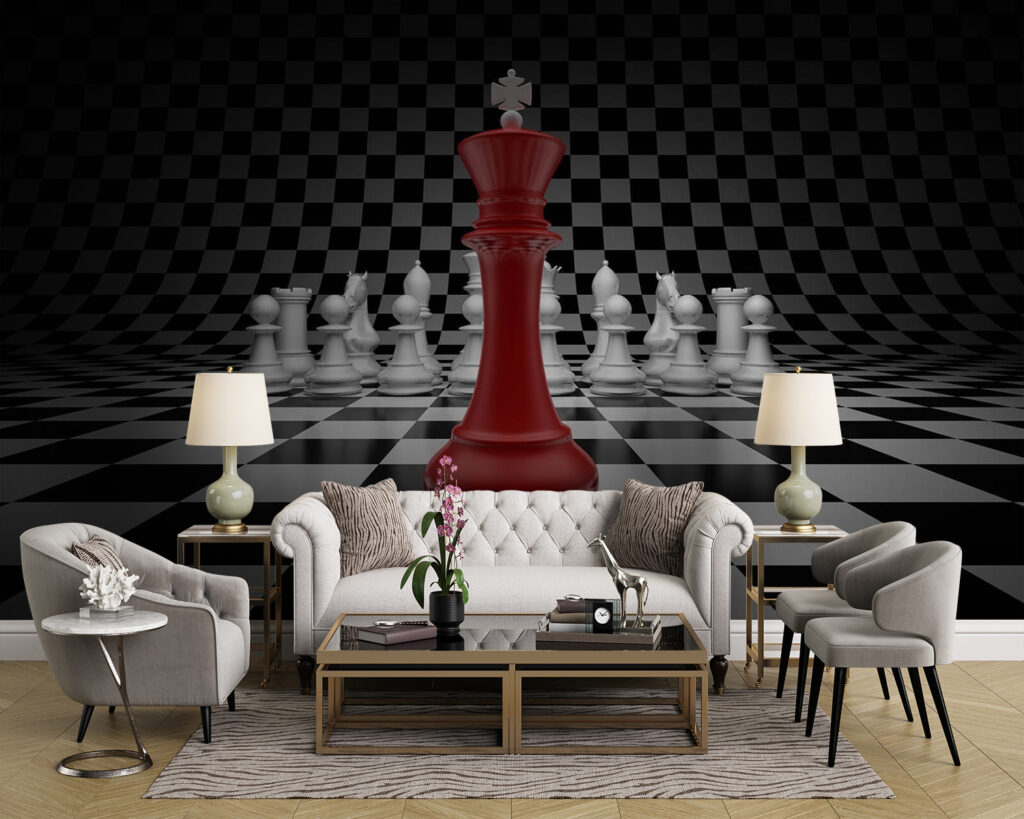 Rode koning op schaakbord — interieur 2