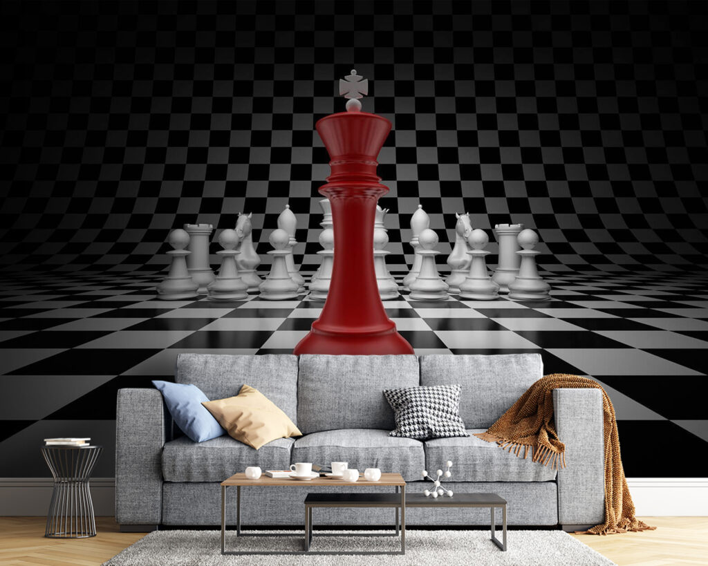 Rode koning op schaakbord — interieur 3