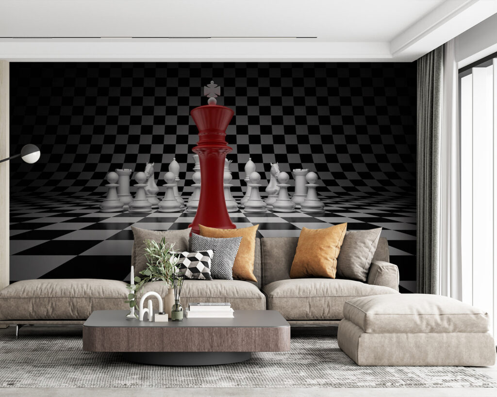 Rode koning op schaakbord — interieur 1