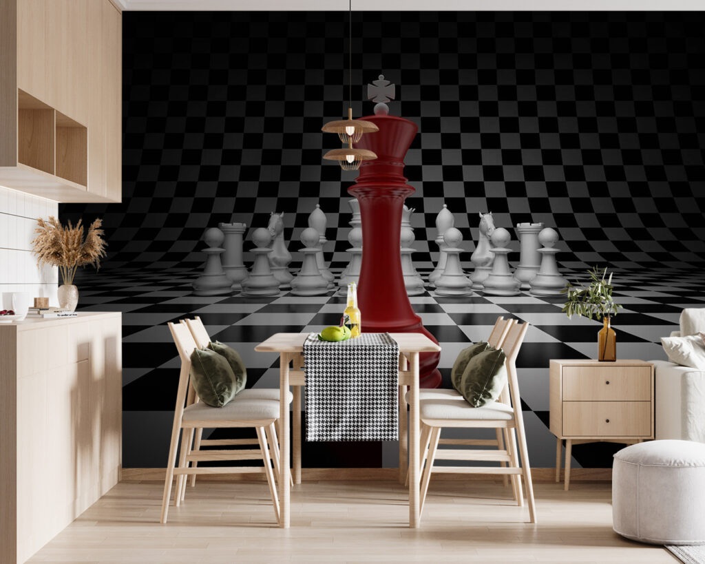 Rode koning op schaakbord — interieur 4
