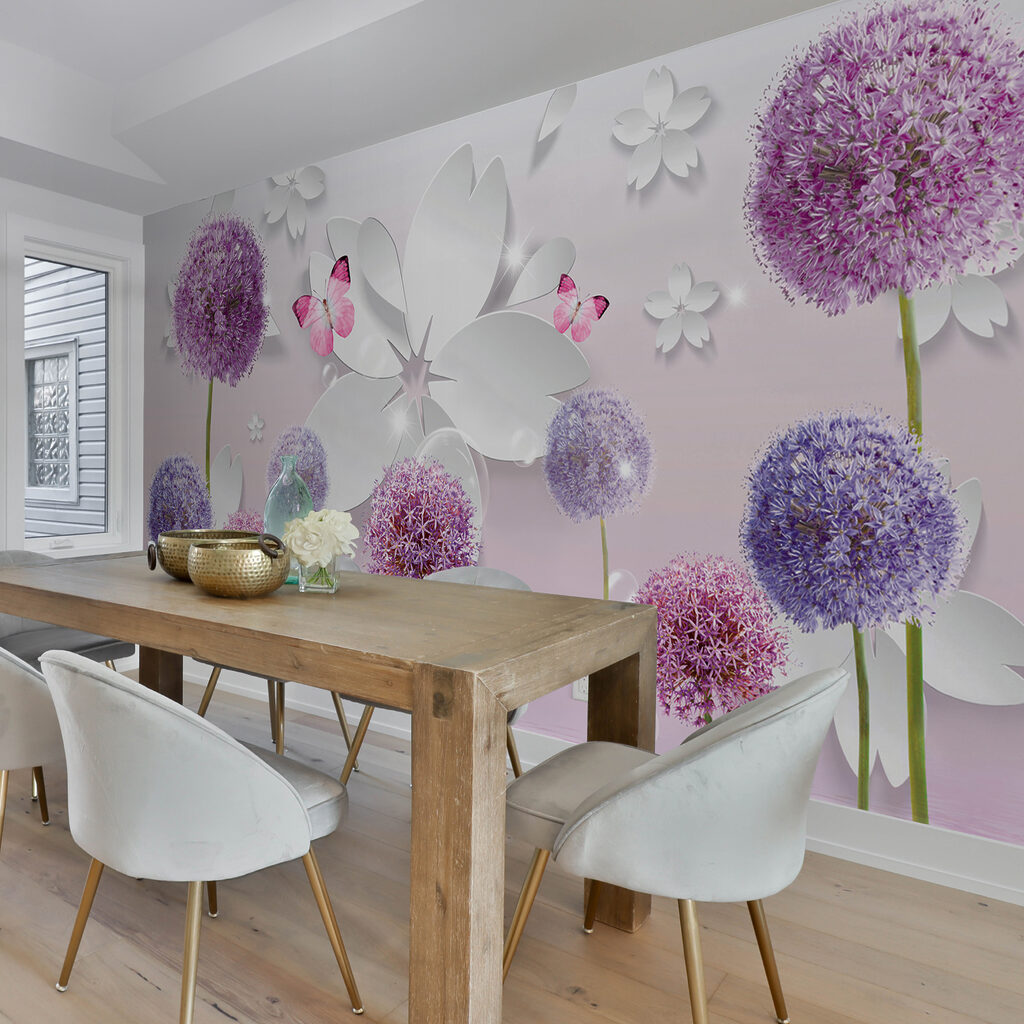 Bolvormige bloemen tussen vlinders — interieur 2