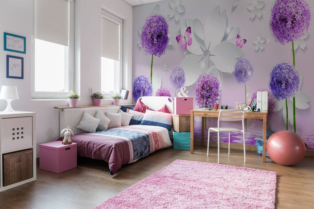 Bolvormige bloemen tussen vlinders — interieur 1