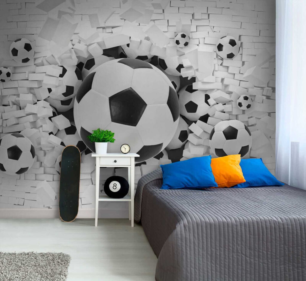 Voetballen breken witte stenen — interieur 2