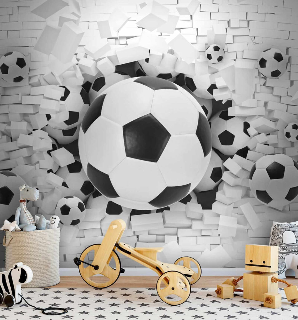 Voetballen breken witte stenen — interieur 3