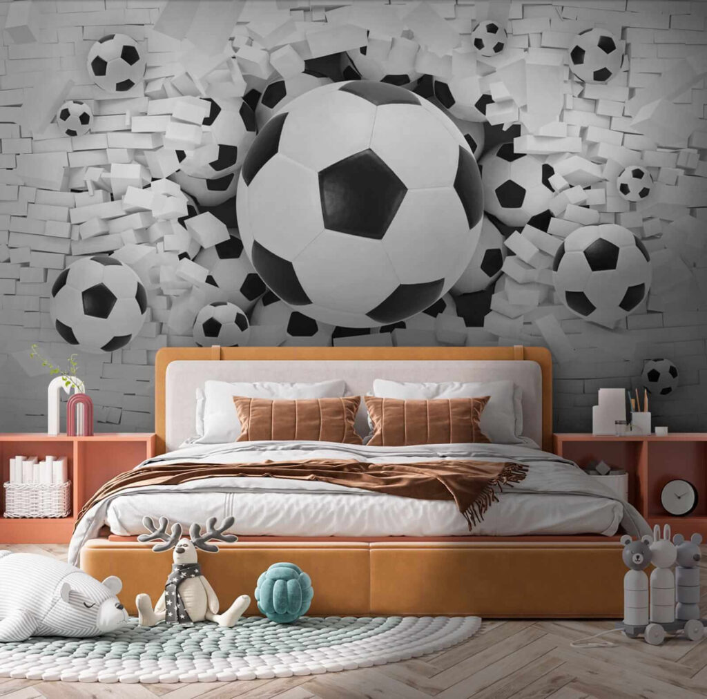 Voetballen breken witte stenen — interieur 5
