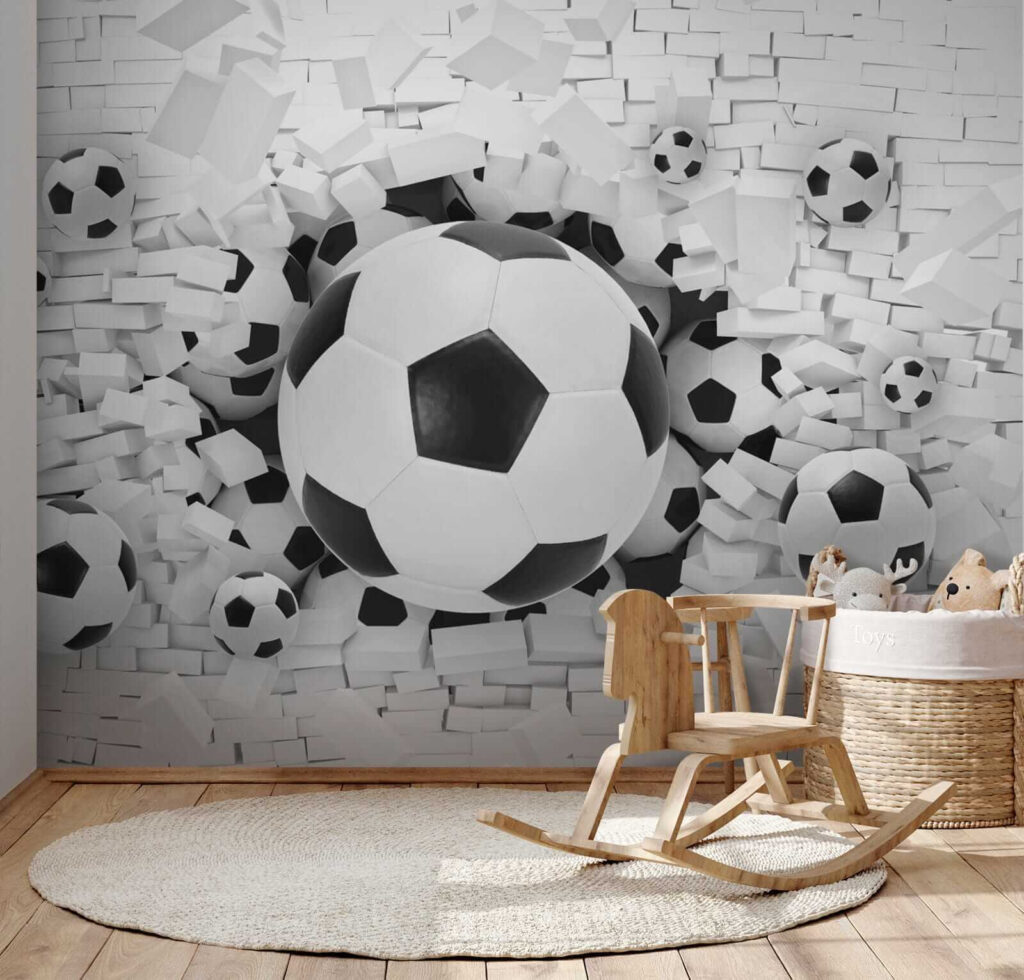 Voetballen breken witte stenen — interieur 7
