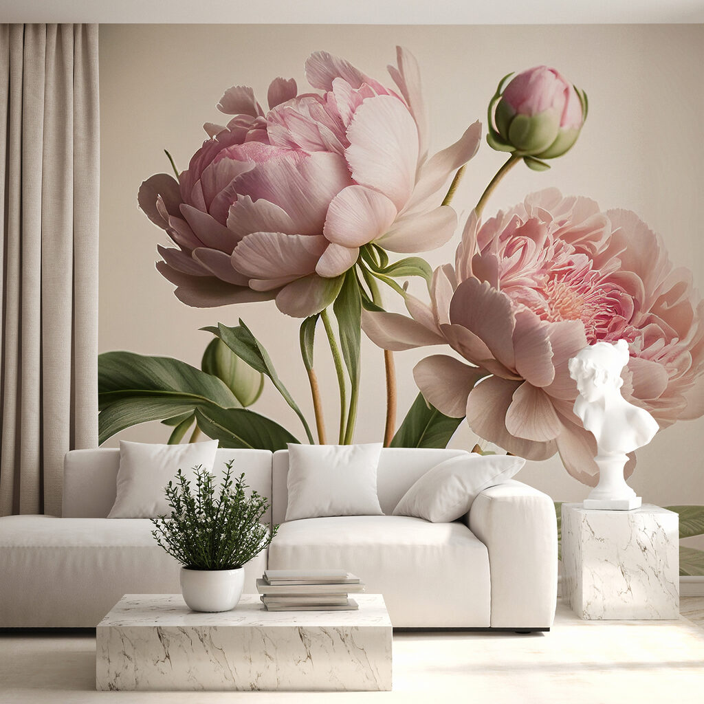 Twee pioenrozen op stelen — interieur 4