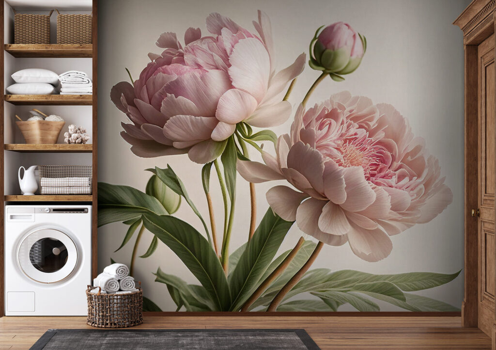 Twee pioenrozen op stelen — interieur 3