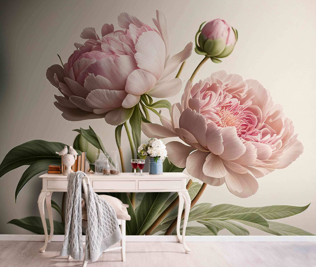 Twee pioenrozen op stelen — interieur 5