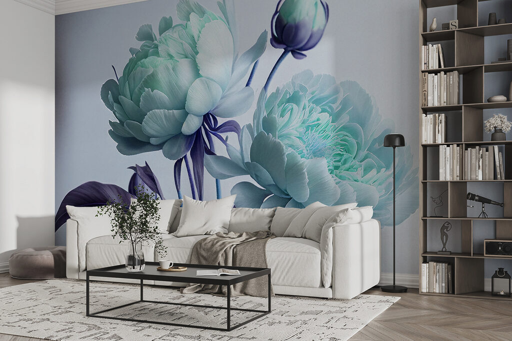Bloemen in koele verf — interieur 3