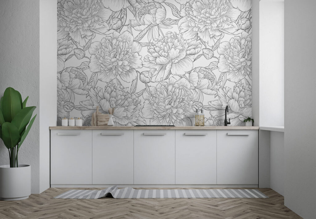 Pioenrozen in fijne contouren — interieur 1