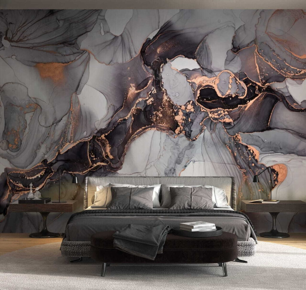 Grijze stromen met koperlijnen — interieur 1