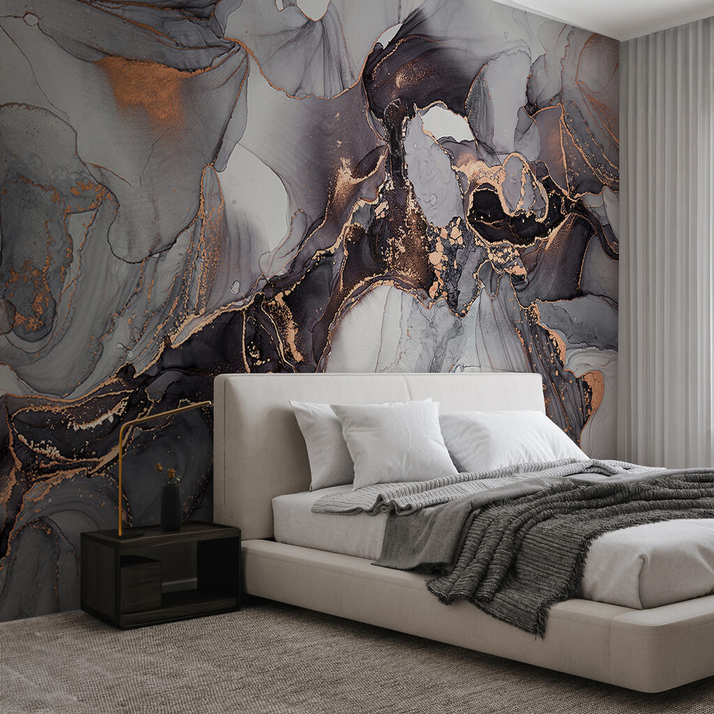 Grijze stromen met koperlijnen — interieur 4