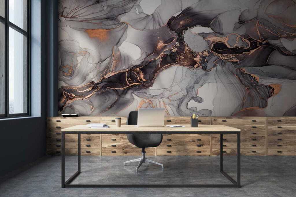 Grijze stromen met koperlijnen — interieur 3