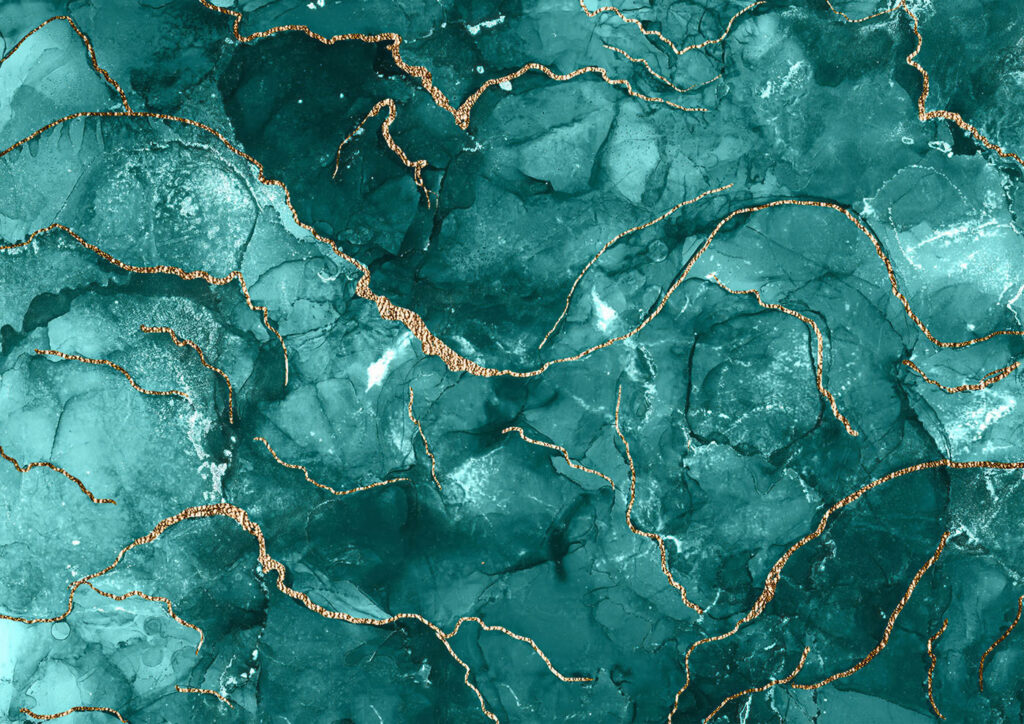 Turquoise kleurcellen met goudaders — volledig ontwerp