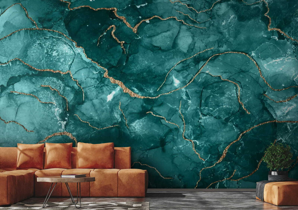 Turquoise kleurcellen met goudaders — interieur 2