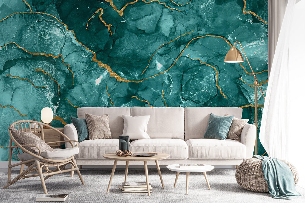 Turquoise kleurcellen met goudaders — interieur 6