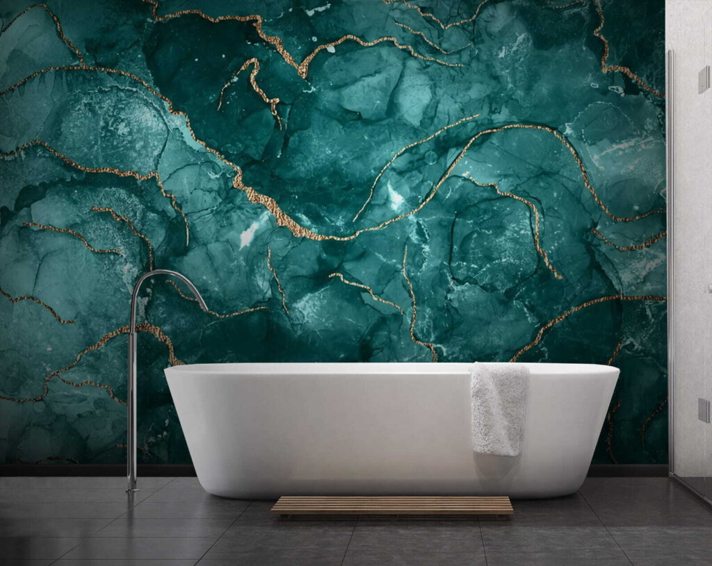 Turquoise kleurcellen met goudaders — interieur 3