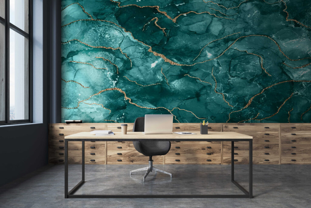 Turquoise kleurcellen met goudaders — interieur 4