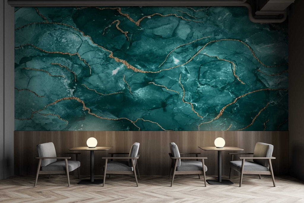 Turquoise kleurcellen met goudaders — interieur 1