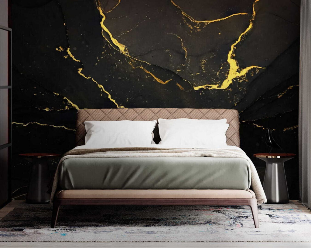 Elegant zwart marmer met gele aderen — interieur 1