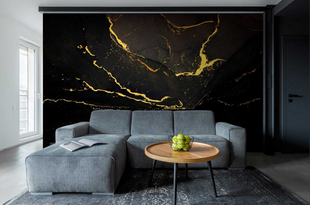 Elegant zwart marmer met gele aderen — interieur 2