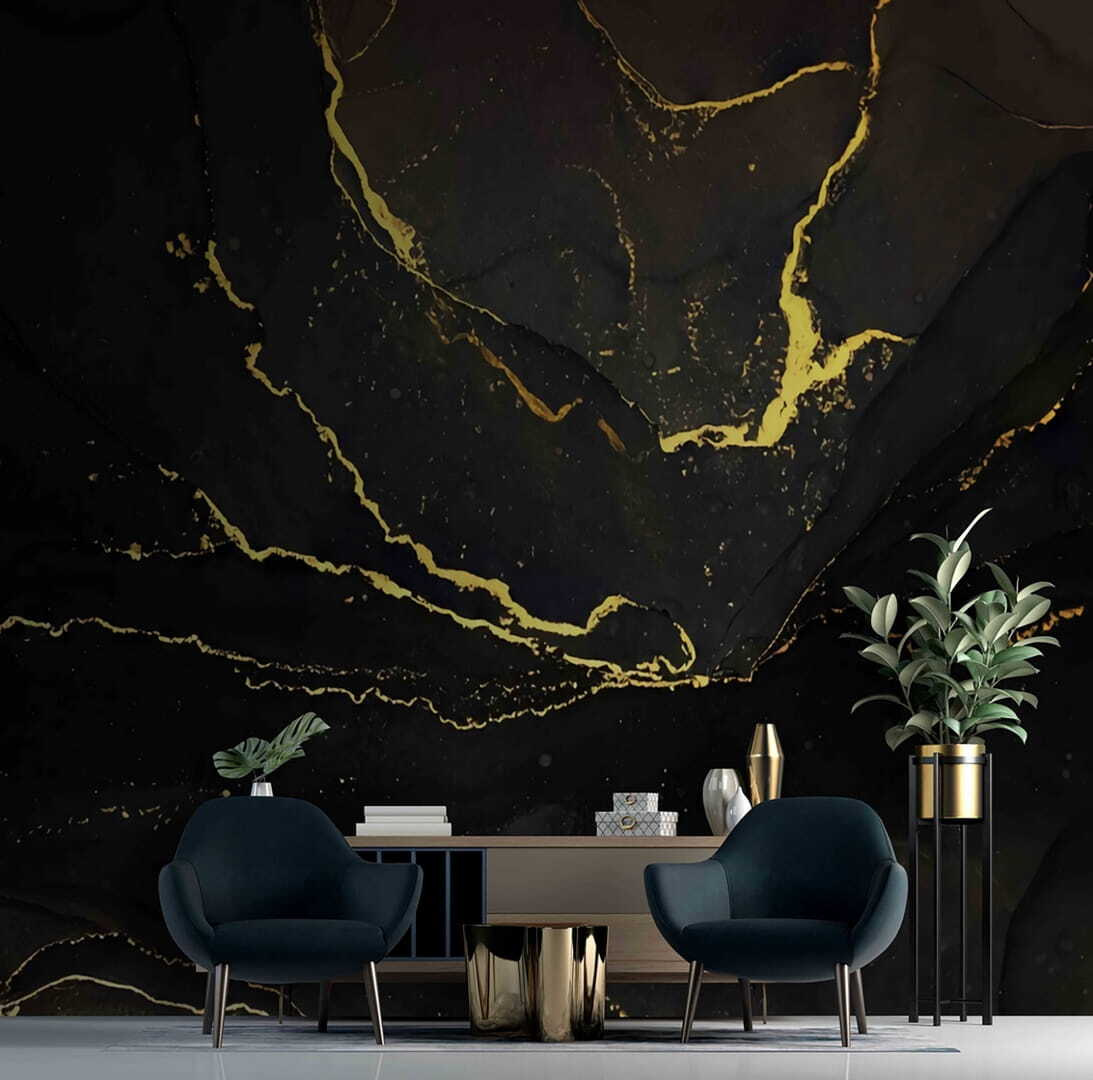 Elegant zwart marmer met gele aderen — interieur 3