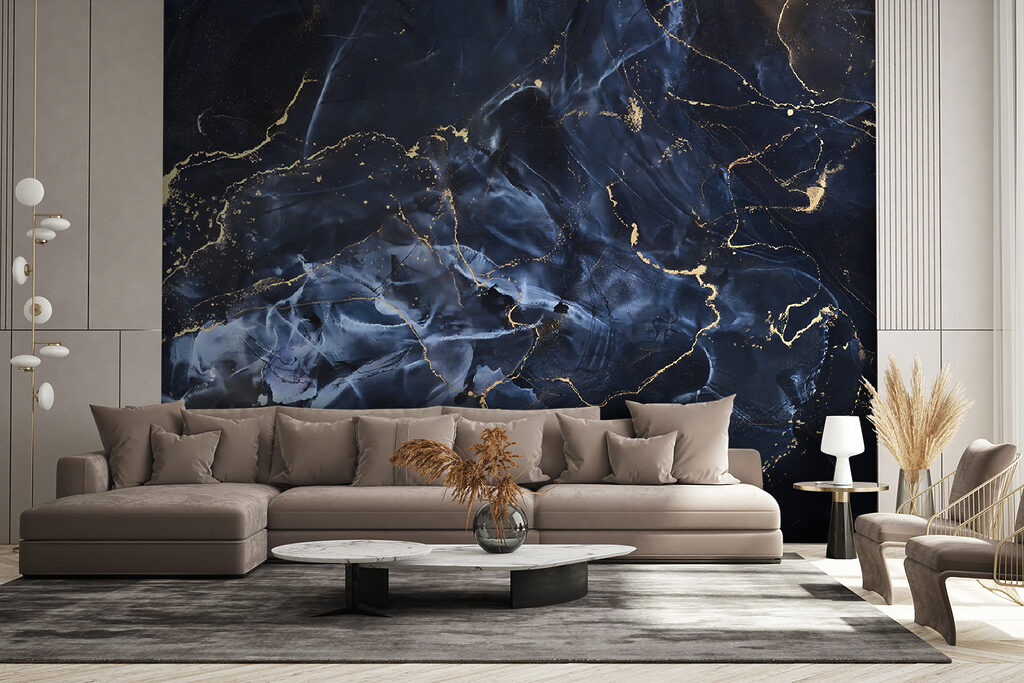 Diepblauwe aders met goudlijnen — interieur 5