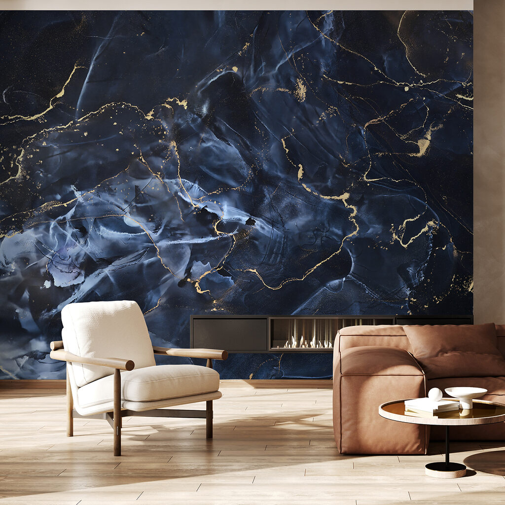 Diepblauwe aders met goudlijnen — interieur 7
