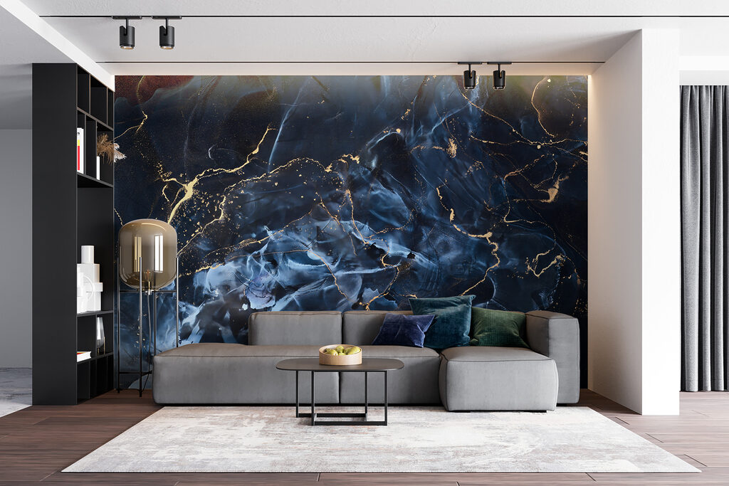 Diepblauwe aders met goudlijnen — interieur 6