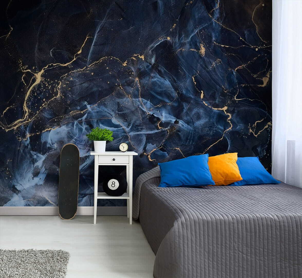 Diepblauwe aders met goudlijnen — interieur 3