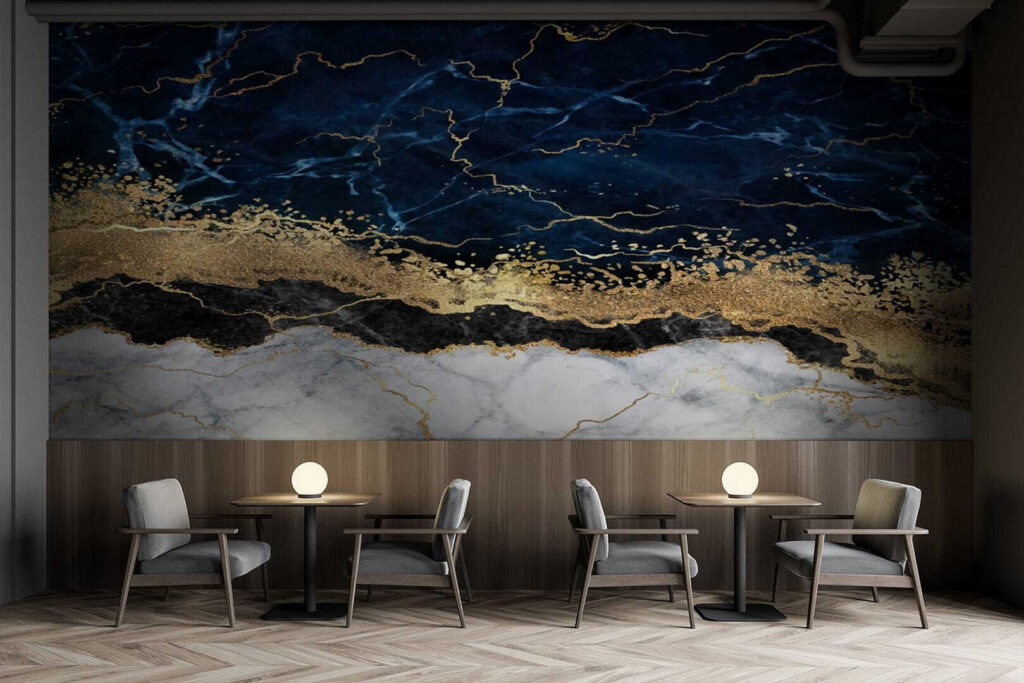 Gouden breukband door diepblauw — interieur 3