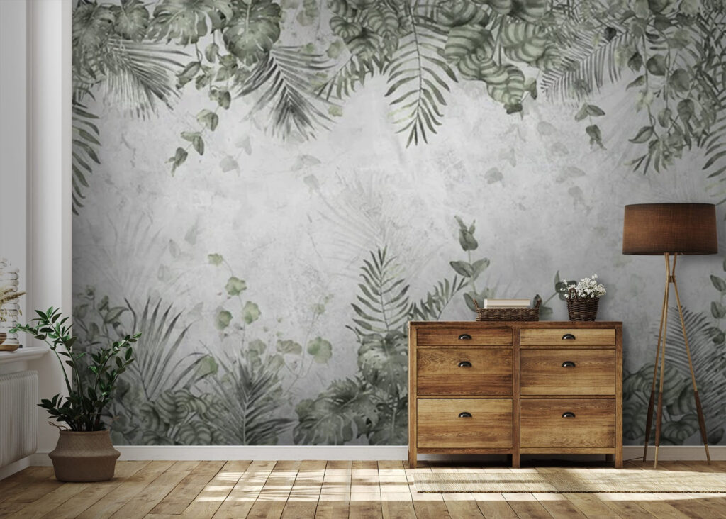 Groene bladrand rond wit — interieur 1