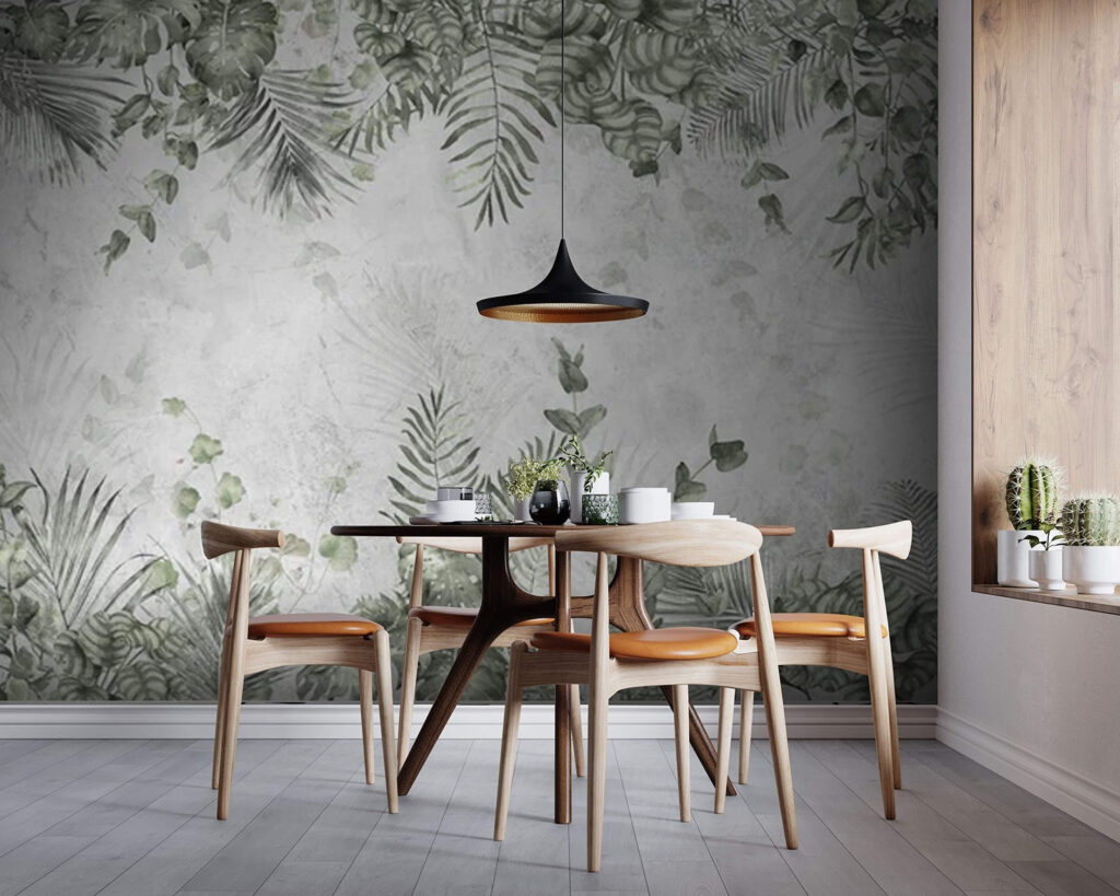 Groene bladrand rond wit — interieur 3