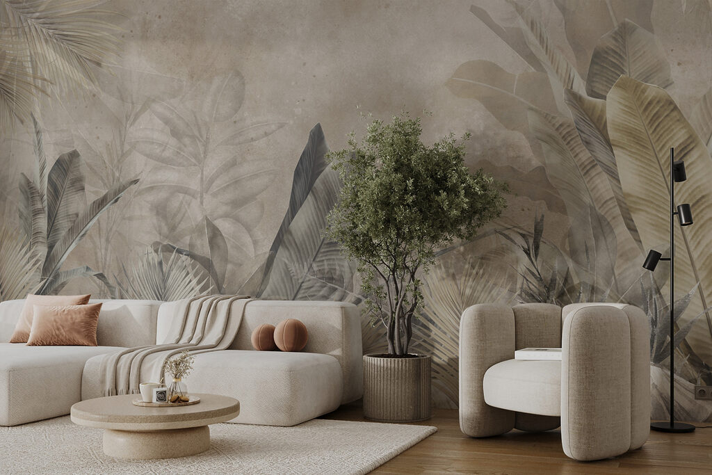 Palmen in zachte houtskooltinten — interieur 2