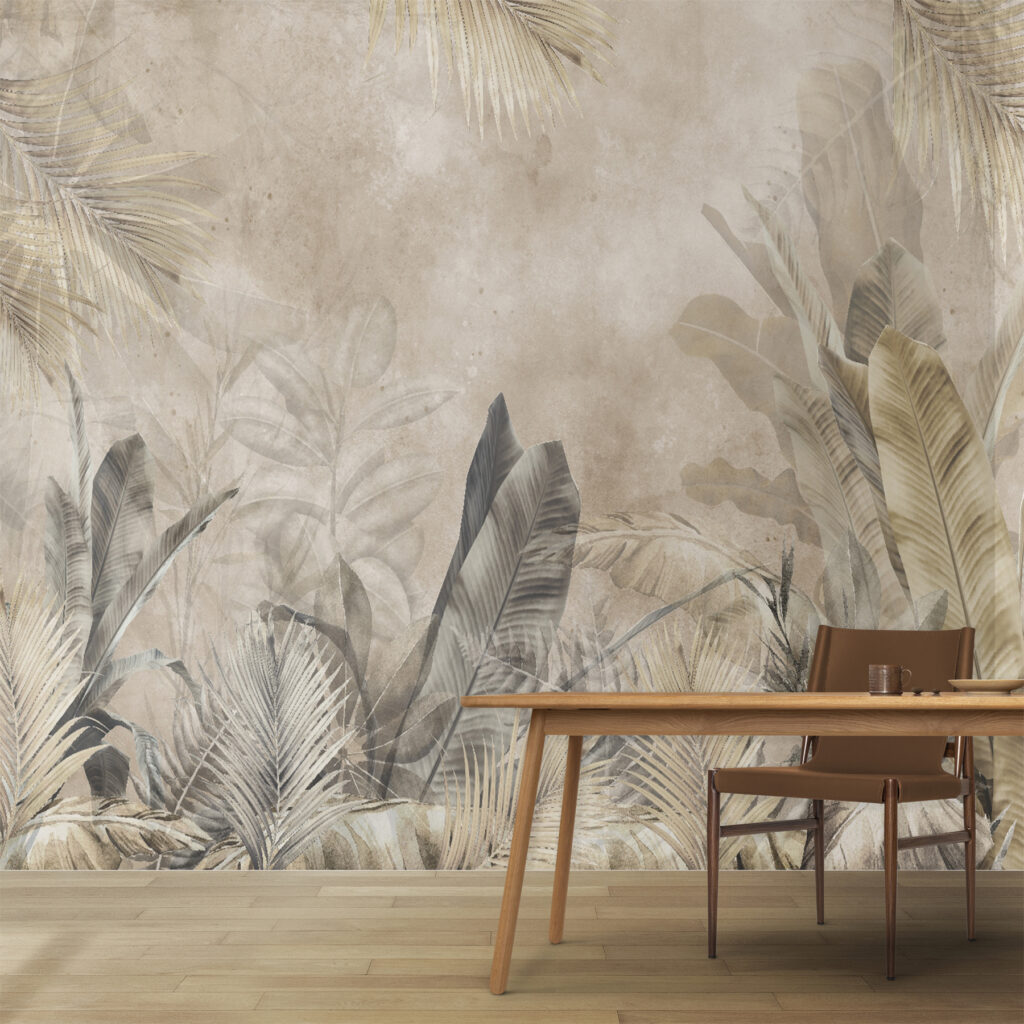 Elegant ontwerp van tropisch gebladerte in een interieur