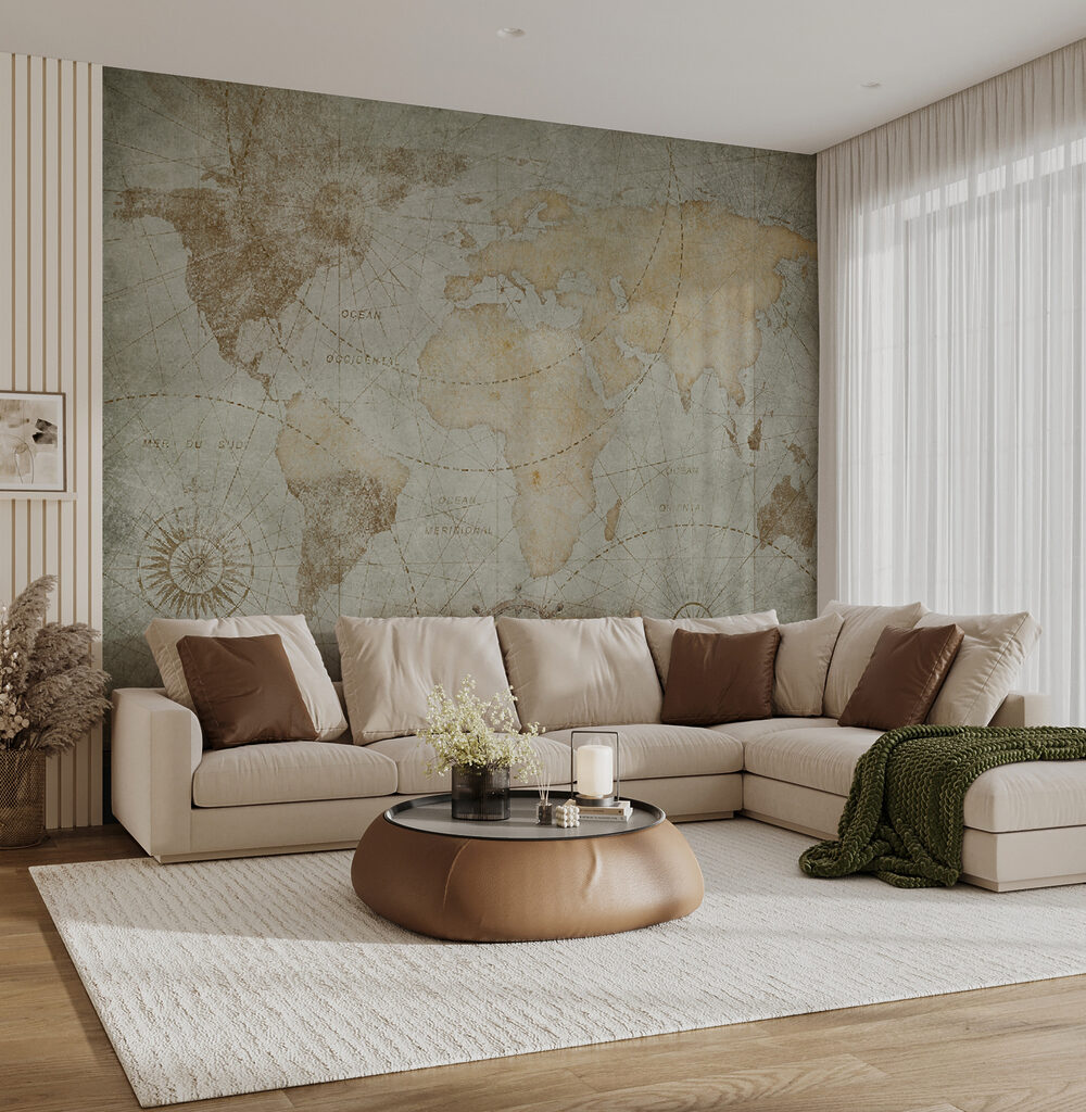 Wereld als oude zeekaart — interieur 4