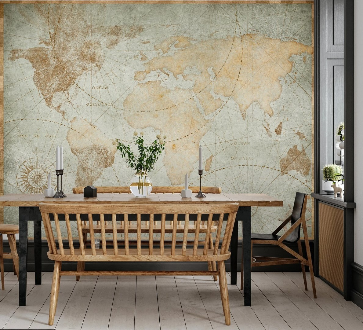 Wereld als oude zeekaart — interieur 3