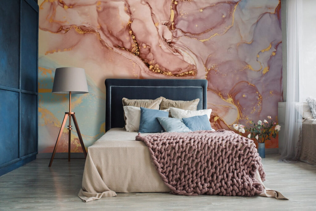 Abstracte wervelingen in zachte kleuren — interieur 2
