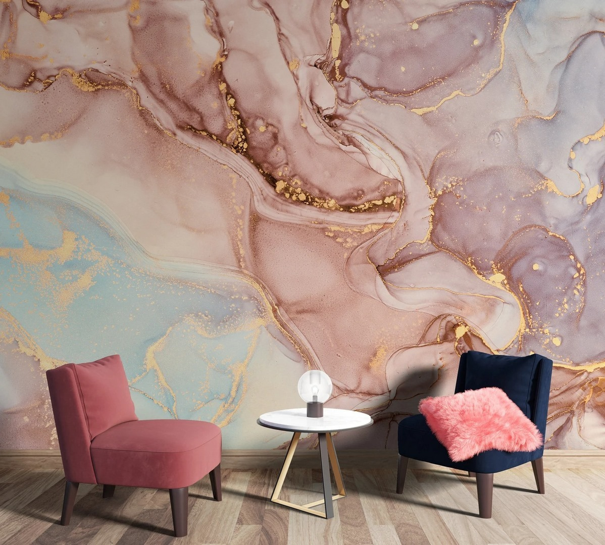 Abstracte wervelingen in zachte kleuren — interieur 3