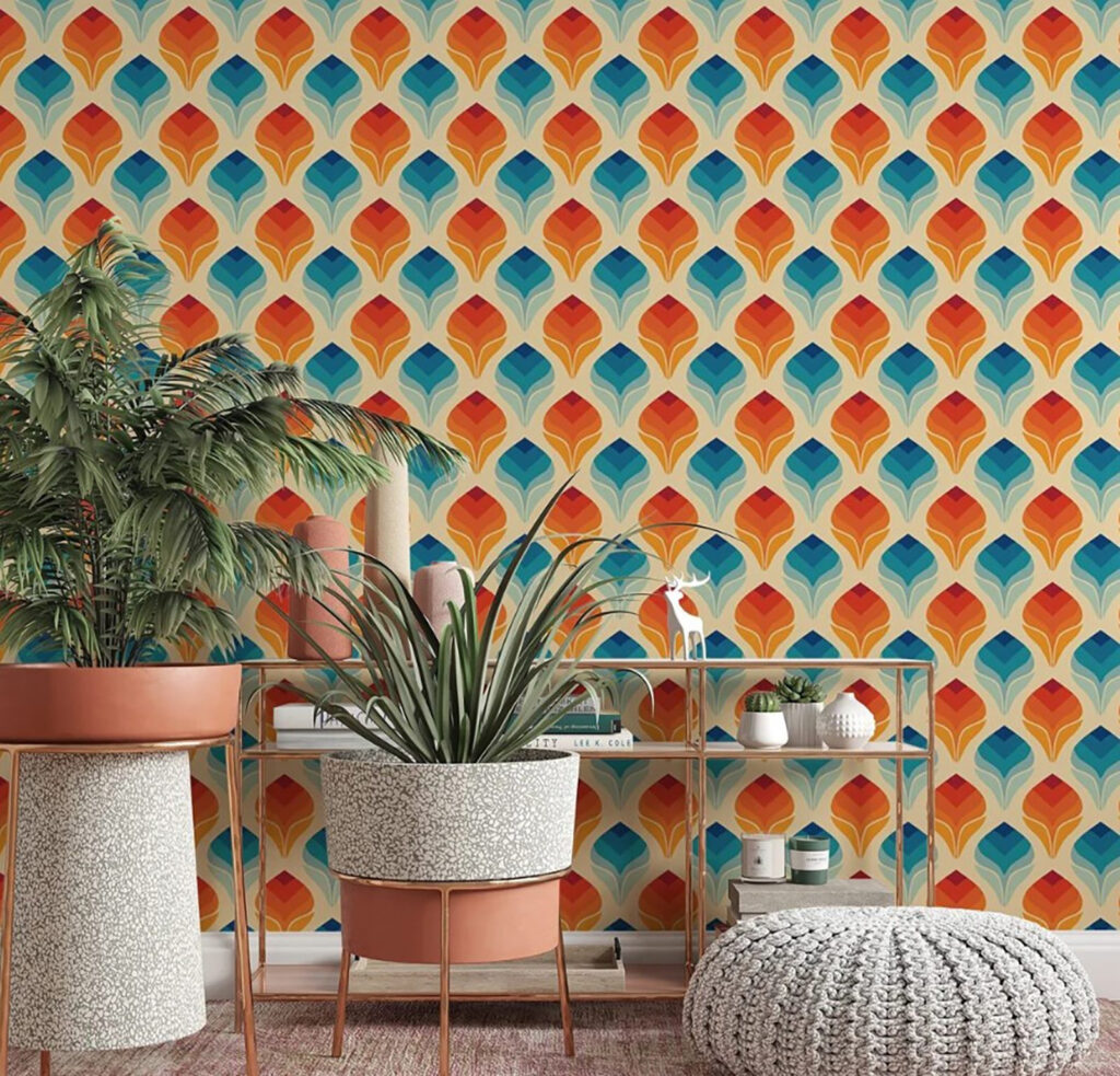 Kleurige schubben in rijen — interieur 1